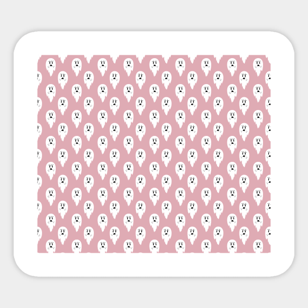Pouty Ghost Pink Pattern Sticker by saradaboru